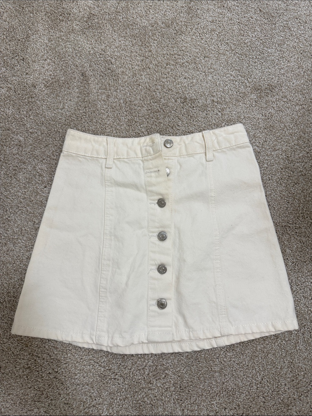 NEW Classic Button-Front Cream Denim Skirt